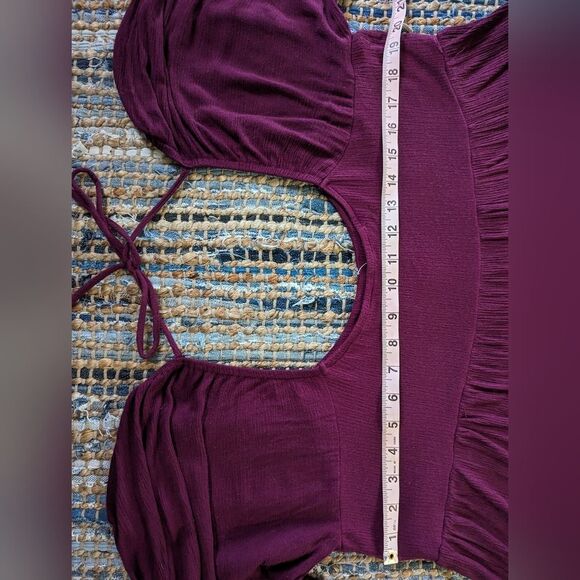 Embroidered Boysenberry Babydoll Tiered Dress M Swing Trapeze Knee Length - Picture 10 of 12